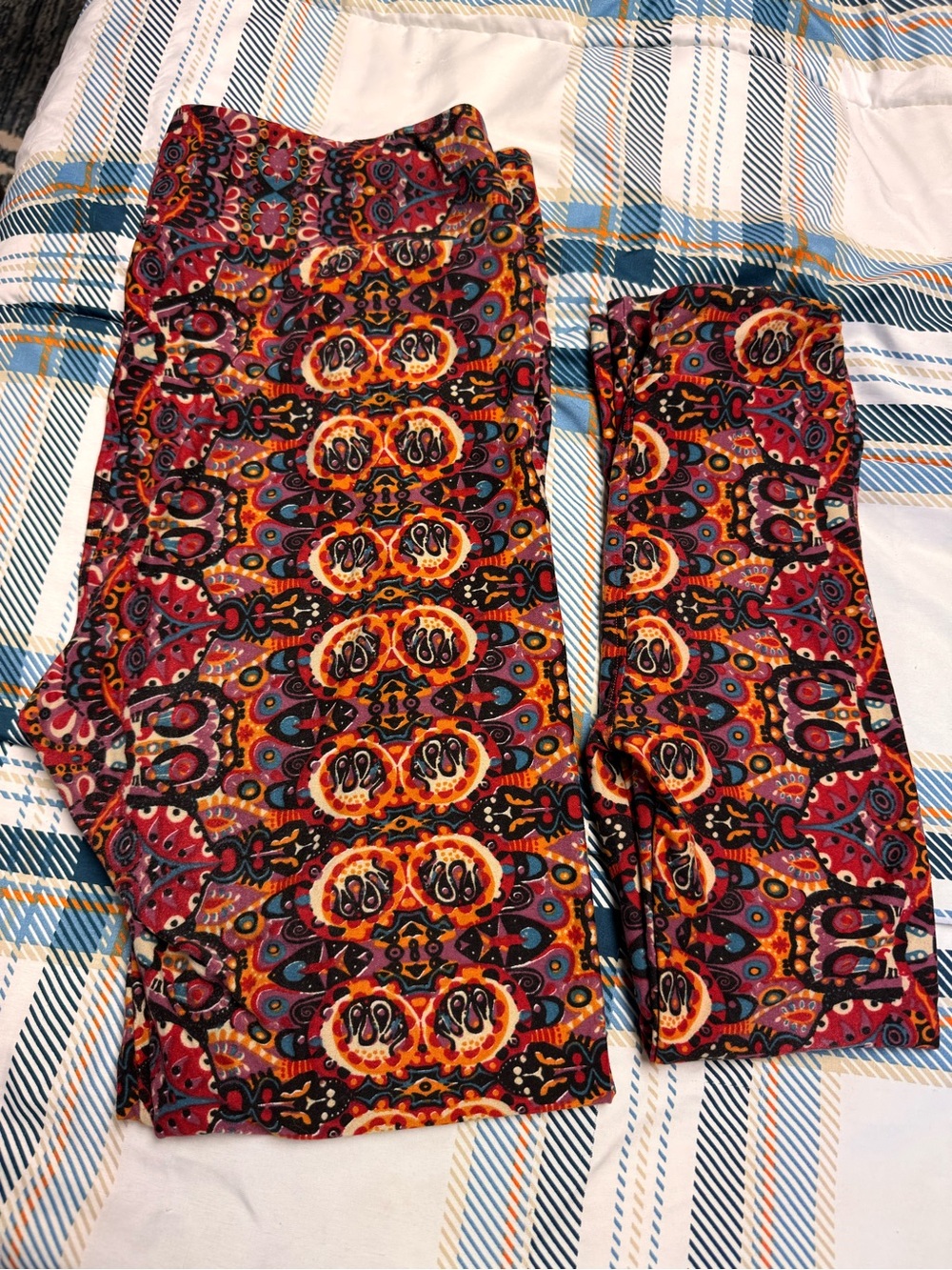 Mommy and Me Luluroe Legging Set - Vibrant Red & Orange Paisley Print Leggings